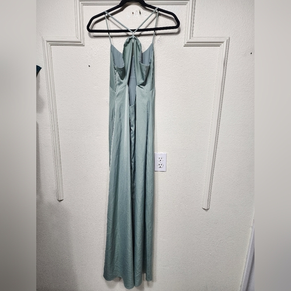 Lulus Wonderful Essence Sage Green Satin Backless Maxi Dress S Wedding Party - Picture 8 of 9